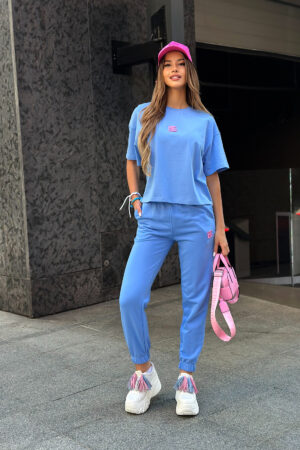 T-SHIRT DAMSKI BG NEXT | NIEBIESKI