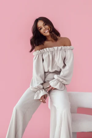 KOMPLET LNIANY MIA - BEŻ