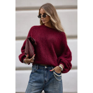 SWETER MOHEROWY Z BUFIASTYMI RĘKAWAMI BORDOWY